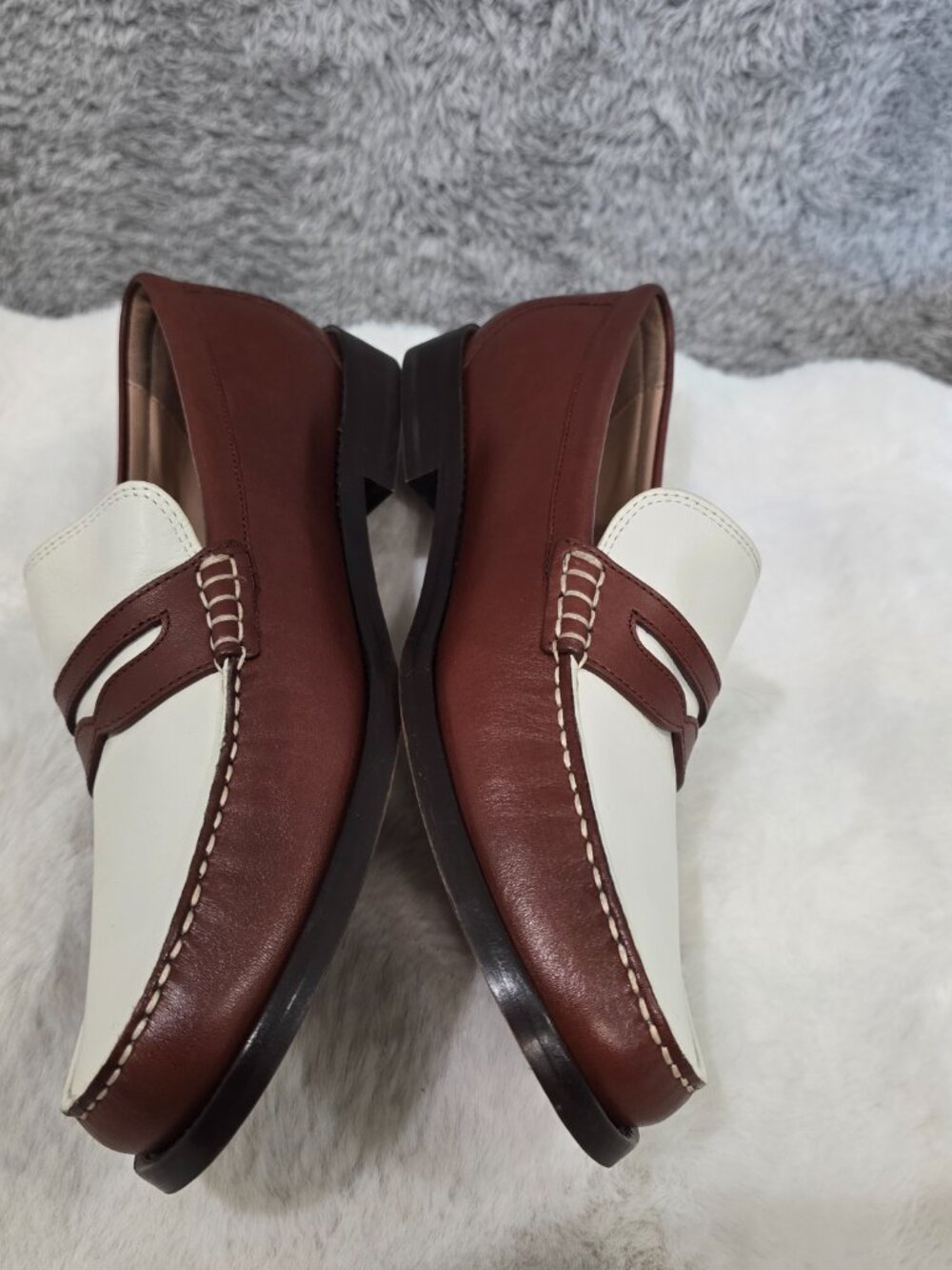 Cole Haan Lana Lux Penny Loafers Dark Cuoio Box Leather/Ivory Leather Size 8 - Picture 10 of 10